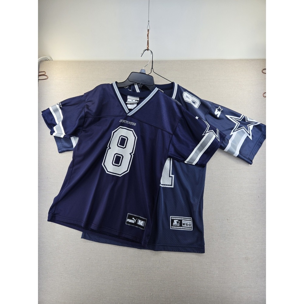 Lot Of 2 Vtg Dallas Cowboys Starter Puma Jersey Youth Boys Medium Aikman Ismail